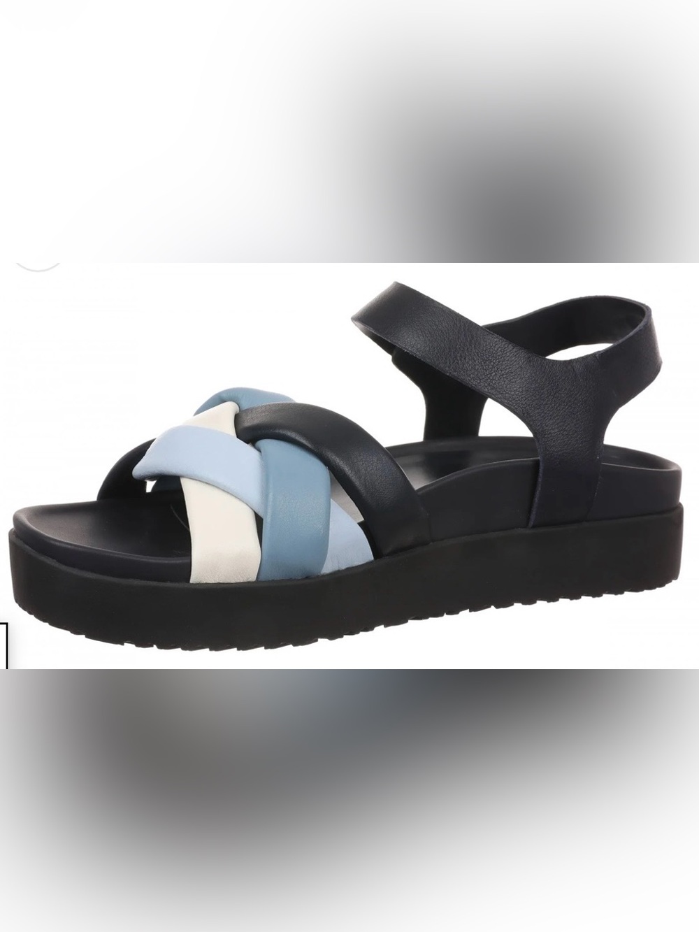 Vionic Women's Strappy Platform Sandal in Blue & Cream